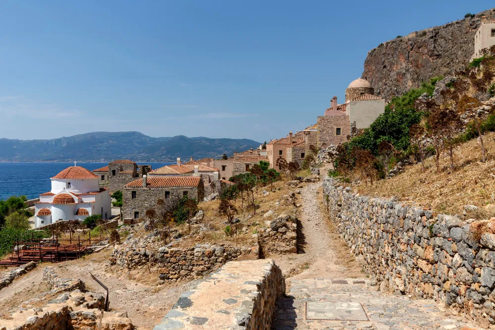 The rock town of Monemvasia — long-distance station wagon transfer from Athens to the Peloponnese